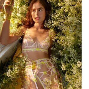 NEW FOR LOVE AND LEMONS evelyn underwire corset bustier S M + xs thong set!